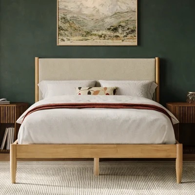 Scarlett Accent Cabinet Juniper Full Size White Boucle & Natural Oak - Box 2 of 2