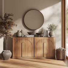(Incomplete )Modern Arched Door Sideboard Console Cabinet