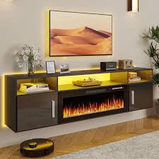 Box 1 of 2 Fireplace TV Stand - Black and Yellow - Box 1