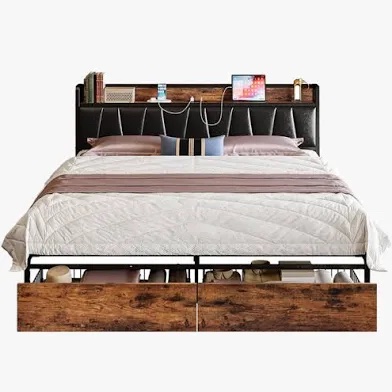 LiKiMiO HK-BZYG-02 Furniture storage retro bed frame- Box 1 of 2