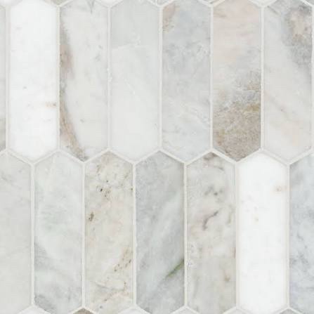 (Chipped see photos)MSI Arabescato Venato White Picket Marble Tile