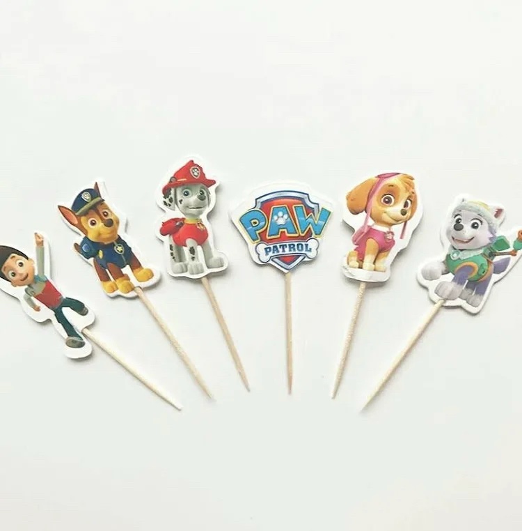 Paw Patrol Themed Birthday cup Cake Toppers Set