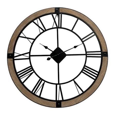 Metal and Wood Wall Clock 33-inch
