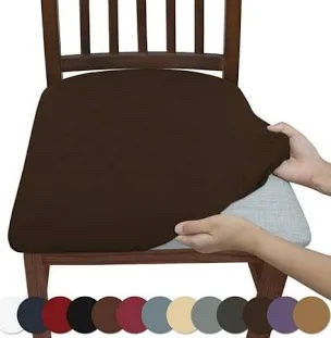 Stretch Dining Chair Seat Cover, Brown
