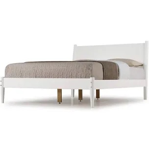 (Box 2 of 2)Eco-Flex Furniture Mid Century Queen Size Platform Bed, White Finish