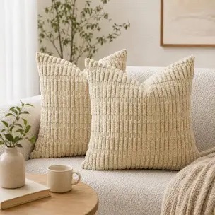 14x25 NordECO HOME Corduroy Textured Throw Pillow Cover Set