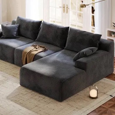 (incomplete )Boneless 78" L-Shaped Sectional Sofa, 3-Seat Corduroy Couch with Washable Covers, for Living Room & Apartment