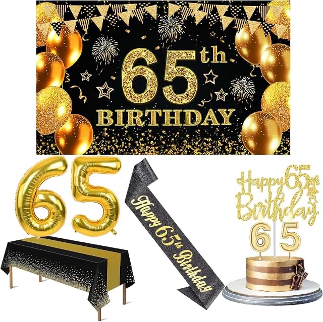 56th Birthday Decoration Kit with Gold Number Candles