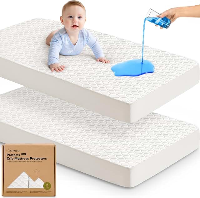 KeaBabies Protect+ Crib Mattress Protectors, Mavy, 2-Pack