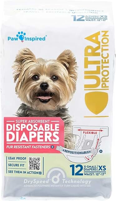 Paw Inspired Ultra Protection Disposable Dog Diapers, X-Small, 12 Count