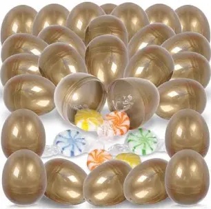 30Pcs 2.36" Gold Plastic Fillable Easter Eggs