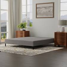 Bedroom and Guest Room Use Upholstered Twin XL Platform Bed Foundation, Black with Classic Gray, 1000 Lbs Weight Capacity