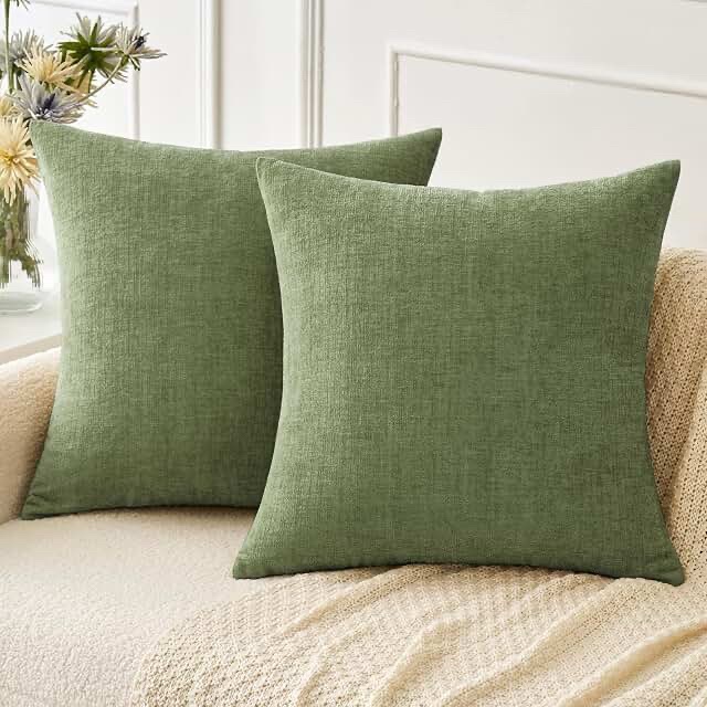 Set of 2 Green Decorative Throw Pillow Covers