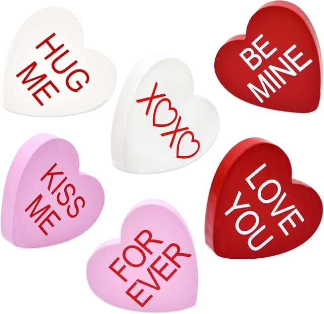 Wooden Heart Tabletop Signs for Valentine's Day