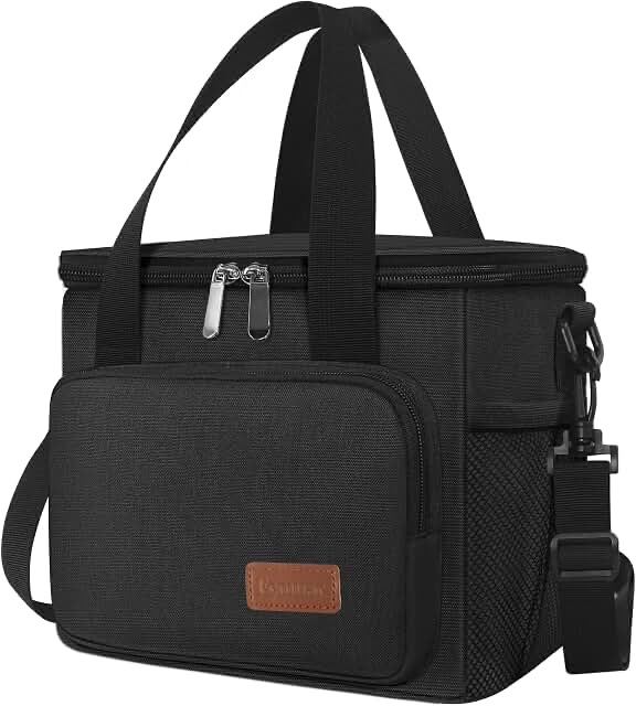 Black Insulated Lunch Cooler Bag with Chef/Kitchen Icon Patch