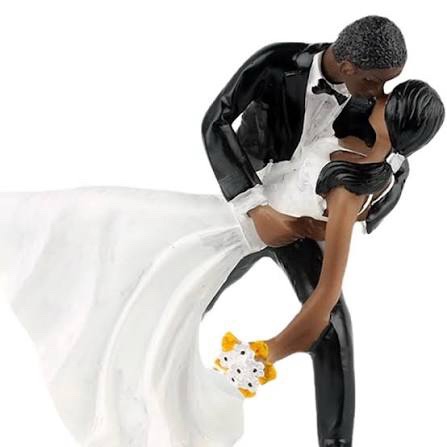 African American Bride and Groom Wedding Cake Topper