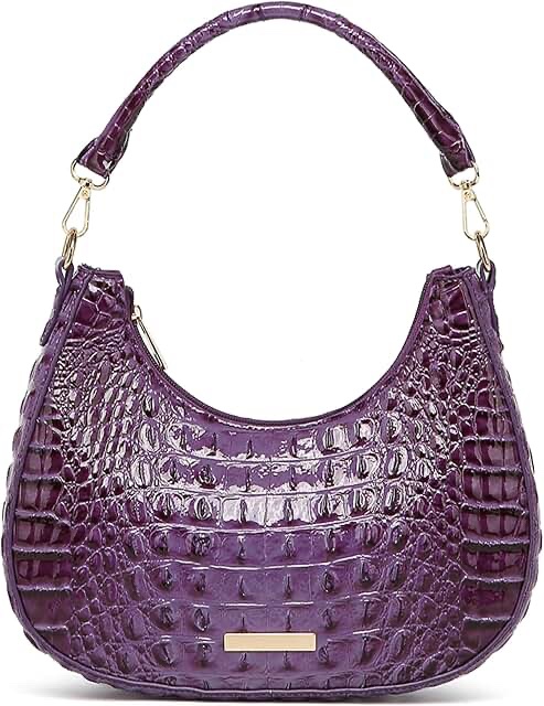 MAK WEAR Women's Purple Crocodile Embossed Faux Leather Hobo Bag