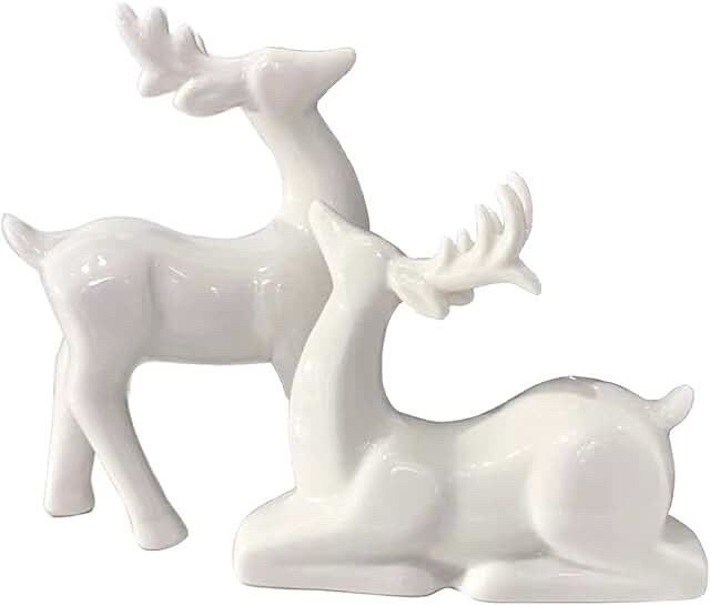 Unfinished Decorative White Reindeer Figurine
