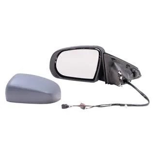 Automotive Exterior Side View Mirror Replacement - Blue/Grey Painted Cap