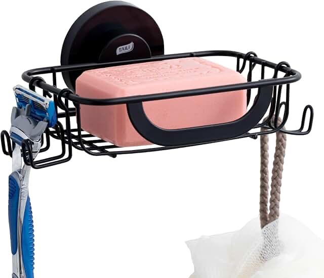 Golasodan Black Shower Soap Dish Holder for Shower Pole