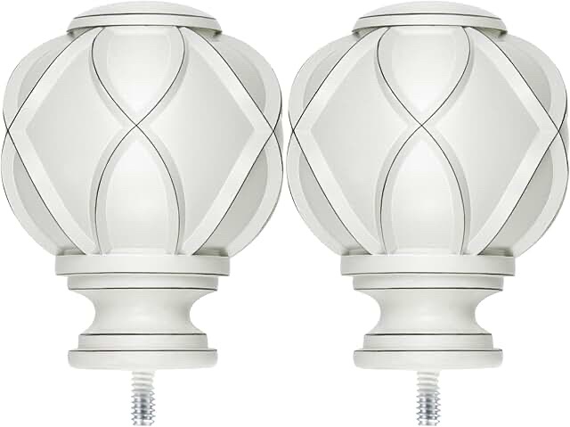 AMANINA Netted Texture Replacement Finials, Retro White, 2pcs
