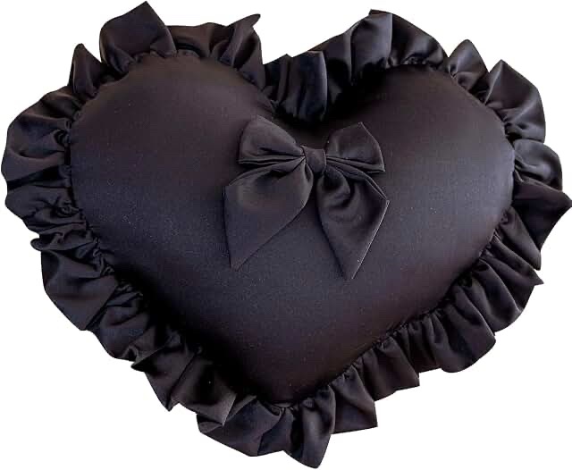 Black Bow Heart Pillow