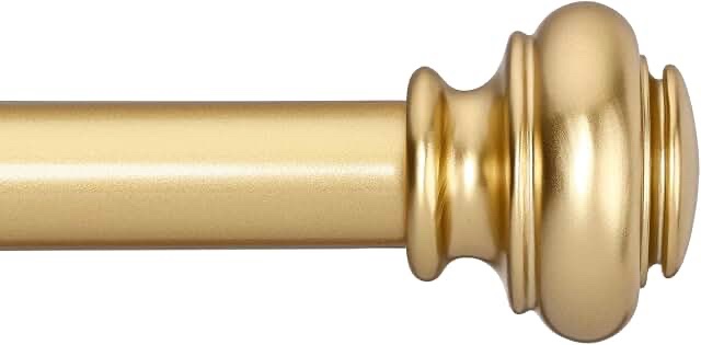 Simewin Adjustable Curtain Rod, 28in - 120in, Gold, 1-inch Diameter
