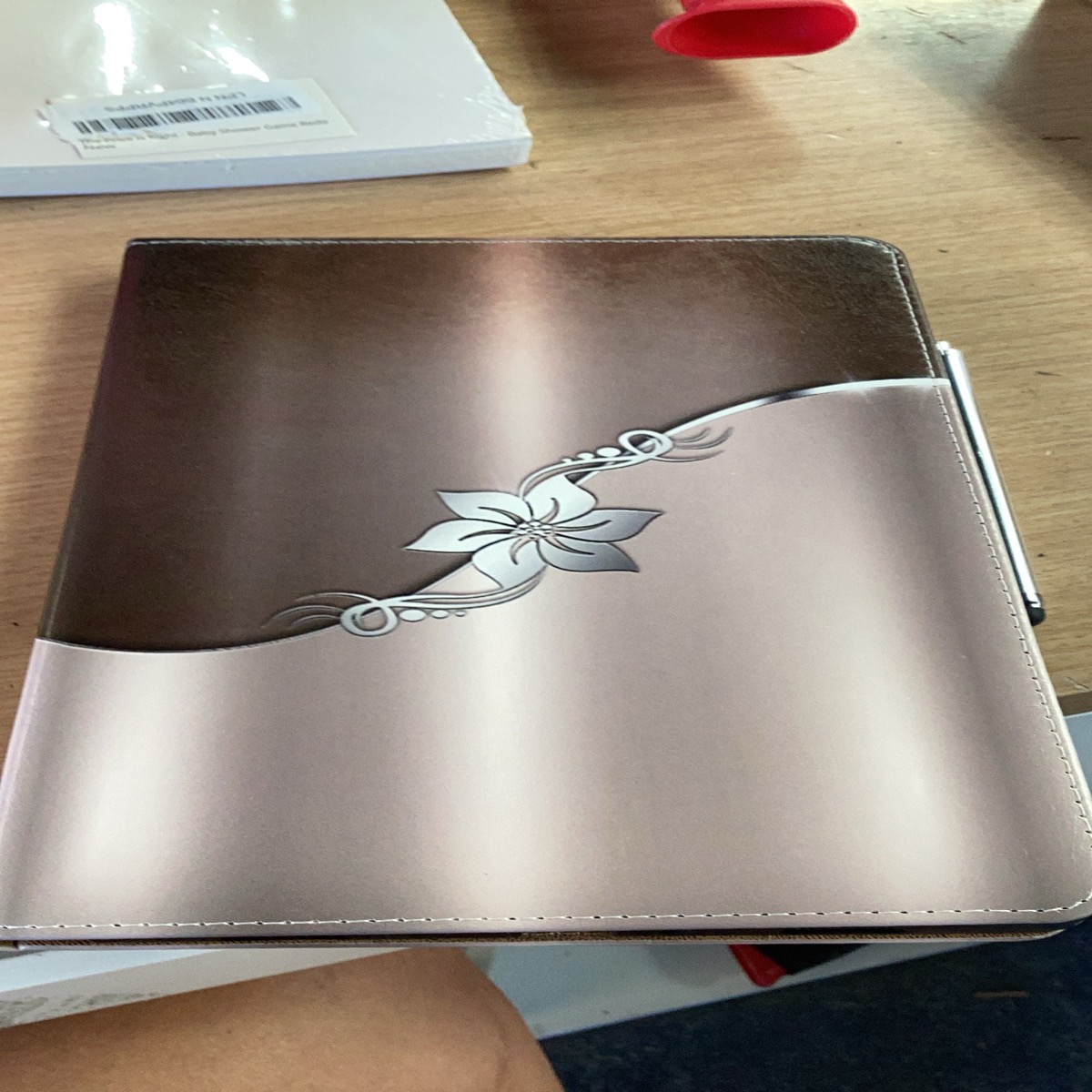 Universal Tablet Case with Wallet Slots - Floral Design Brown
