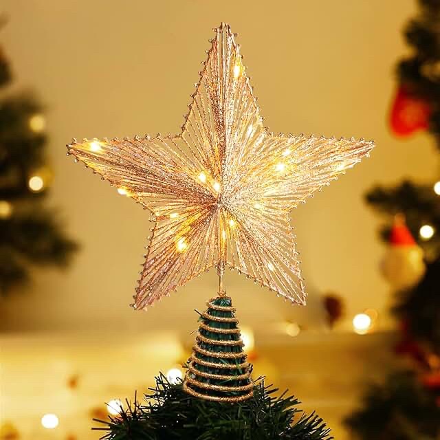 Gold Glitter Christmas Tree Topper Star
