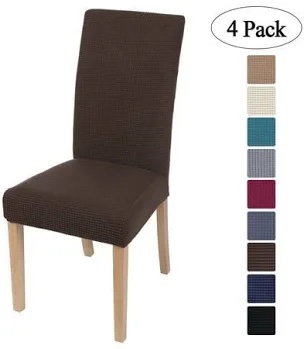 Smiry Waterproof Dining Room Chair Seat Covers, Set of 4, Light Chocolate