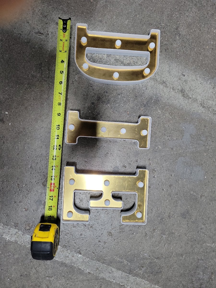 ("D"I"E") Plastic White And Gold Colored Illuminated Letters