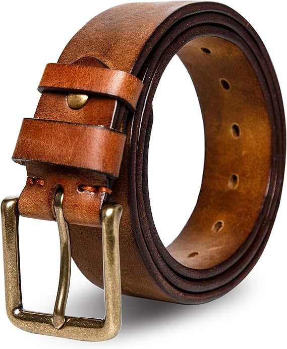 Leezmark 4 Pack Leather Belt Set (Green, Brown, Khaki)