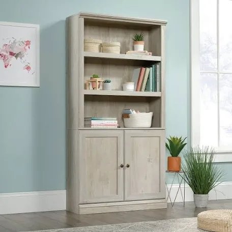 Sauder Book Case With Cabinet Chalked Chestnut Finish 426310