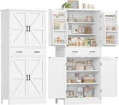 Double Cabinet With Drawer In Middle. Off White Finish