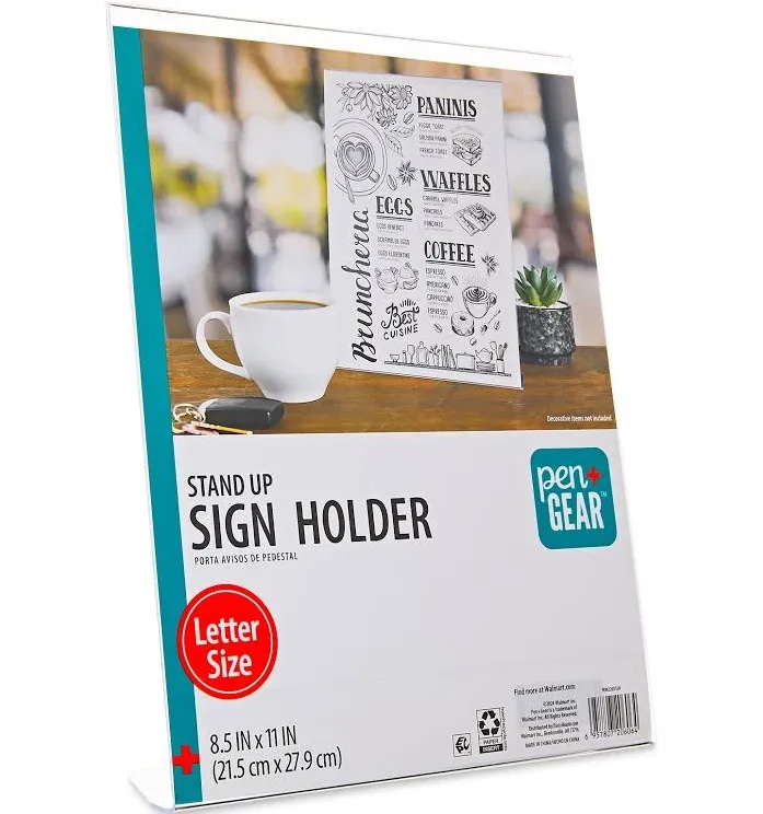 Clear Acrylic Desktop Sign Holder / Document Display Stand