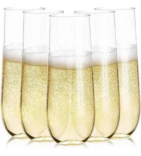 24 Stemless Flutes Plastic Clear