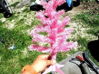 Pink Mini Christmas Tree ("Missing 1 Leg On Stand")