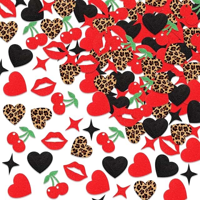Capoda 300 Pcs Black Red Confetti for Women's Birthday Baby Shower