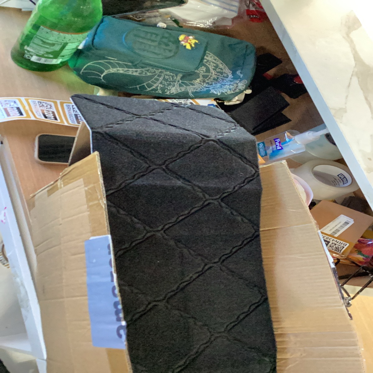 Black Quilted Felt/Fabric Interior Divider or Organizer Mat