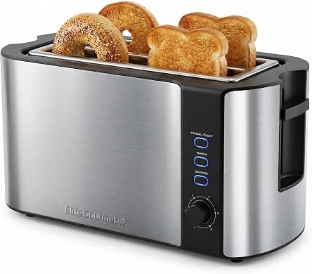 Elite Gourmet 4-Slice Extra-Wide Long Toaster