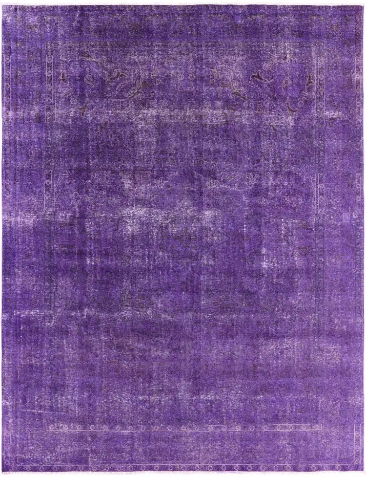 Distressed Overdyed Persian Style Area Rug, Purple