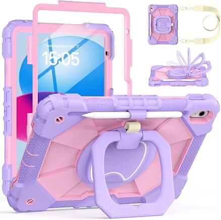 Case for iPad A16 11th/10th Generation 11/10.9 Inch 2025/2022, Purple Pink