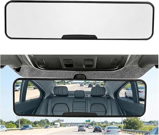 Diamond Car Rearview Mirror Charm/Decor for Trucks and Vehicles (White)