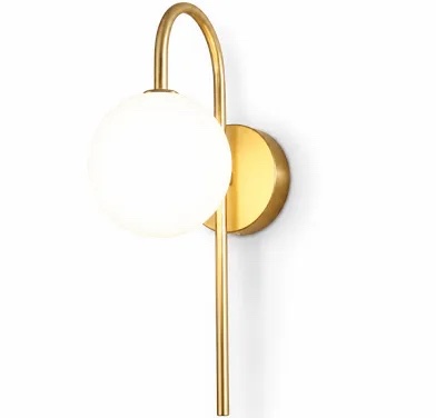 Darienne 1 Light Armed Wall Sconce - Gold with White Glass Globe
