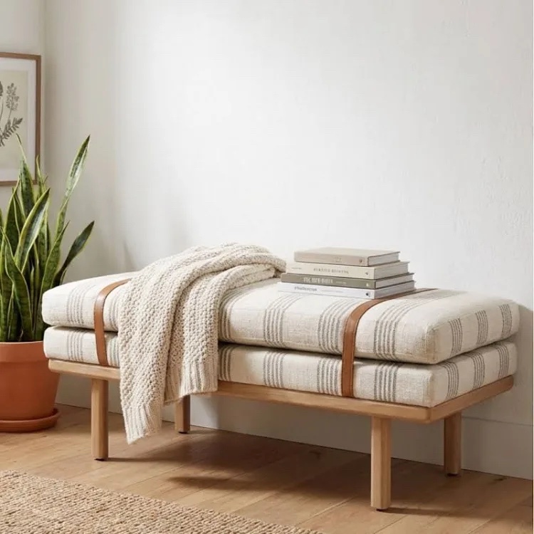 Azayvion Upholstered Bench with Wood Base