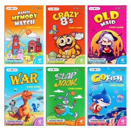ROKT RAZO 6 in 1 Fun Pack Card Games for Kids (Upgraded Version)