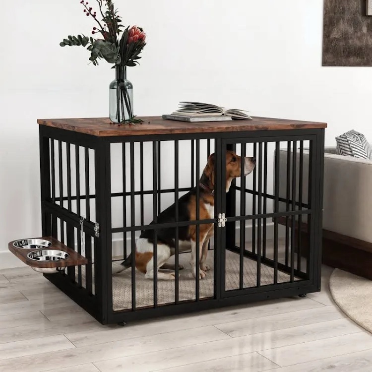 Stackable Metal Wooden Dog Crate, 39"/43" Width