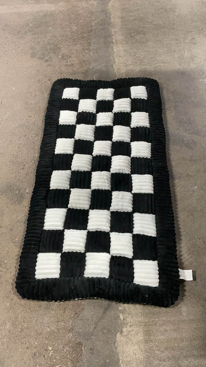 Black and White Checkered Corduroy Bath Mat 51” x 26”