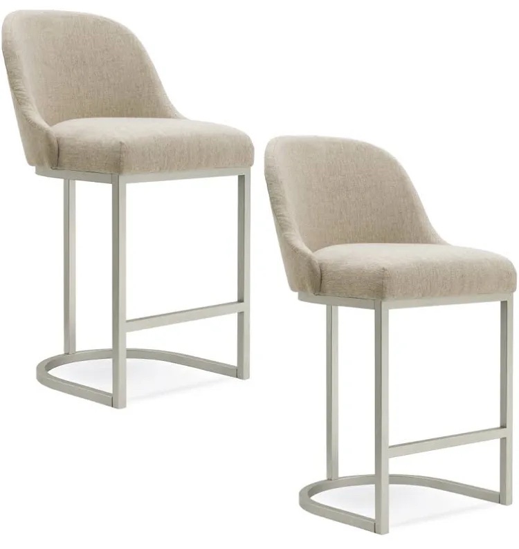 Upholstered Modern Barrel Counter Stools With Metal Frame