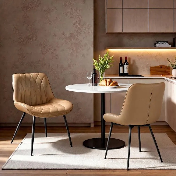 Modern Upholstered Faux Leather Dining Chairs (Set of 2)